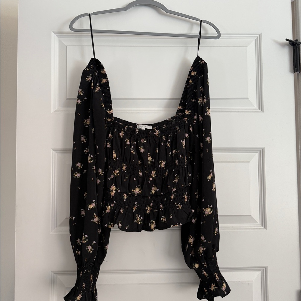 Love Tree Boho Black Ruffled Crop